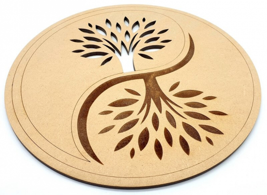 Plaque de rechargement en Bois Arbre de vie Ying Yang 30cm