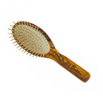 Brosse plate en bois d' Olivier - Picots - Flower