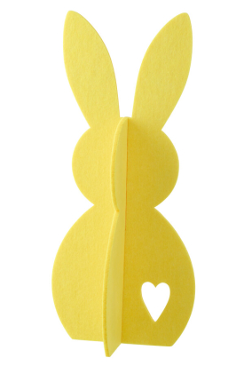 J-Line lapin décoratif en feutre jaune 11,5cm – décoration intérieure