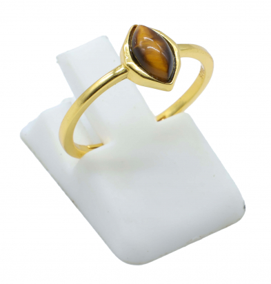 Bague Argent 925 Oeil de Tigre Marquise