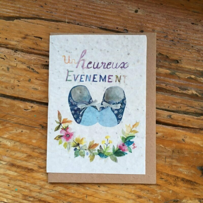 Carte à planter naissance - Heureux évènement bleu - Les cartes de Lulu