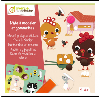 Coffret créatif, Pâte à modeler et gommettes La ferme