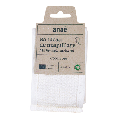 Bandeau maquillage (zéro déchet) en coton bio nid d’abeille – ajustable Anaé