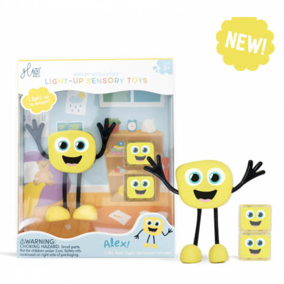 Glo Pal personnage Alex jaune pour le bain Jouet Sensoriel
