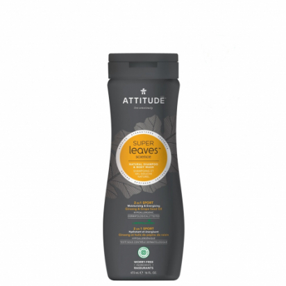 Shampooing 2 en 1 sport gel douche 473 ml Super leaves Attitude