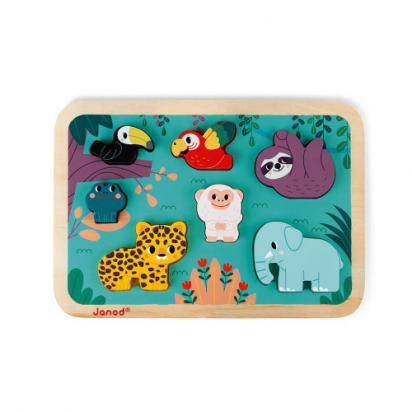 Puzzle chunky en bois jungle - partenariat wwf® janod