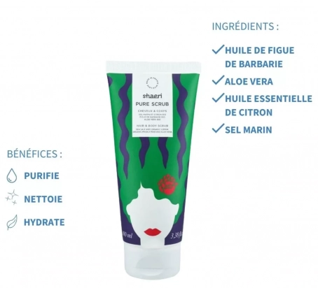 Pure scrub cuir chevelu et corps à l'aloe vera - 100 ml Shaeri