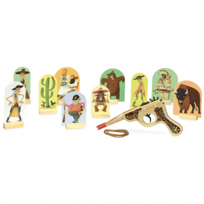 Jeu de pistolet à élastiques avec cibles en bois - Farwest - Vilac