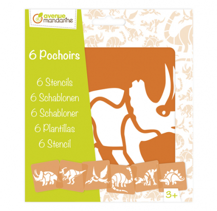 Lot de 6 pochoirs dinosaures Avenue mandarine