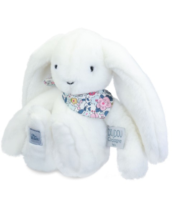 Peluche – Lapin fleurette Blanc 25cm Doudou et Compagnie