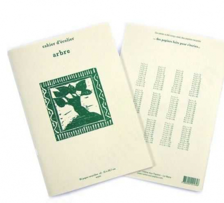 Cahier écolier papier recyclé A4 - Arbre