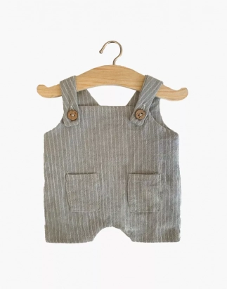 Salopette Antonin rayures gris pour poupée 34 cm Minikane