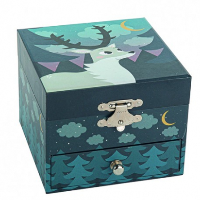 Boite à Musique Cube Phosphorescent Cerf dans la Forêt Trousselier