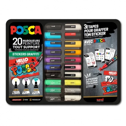 Mallette STICKERS GRAFFITI 20 marqueurs POSCA