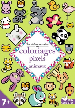 Coloriages pixels animaux Deux Coqs d'or