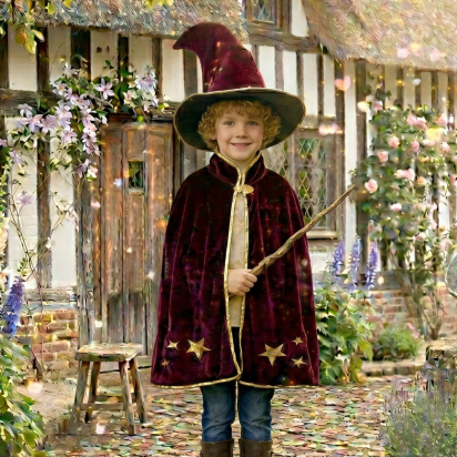 Cape de sorcier Gandalf 3-10 ans en velours bordeaux 76 cm – LaBay