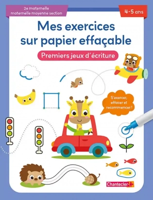 Mes exercices sur papier effaçable GS - Jeux amusants d'écriture  5-6 ans Chantecler
