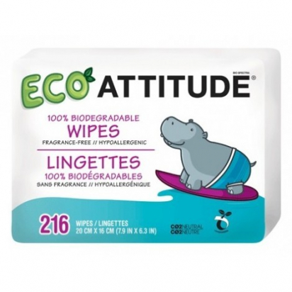 Lingettes humides biodégradables par lot de 3 - Attitude