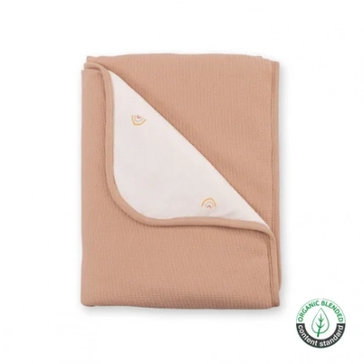 Couverture 75x100cm beige naturel pady waffle jersey bio Bemini
