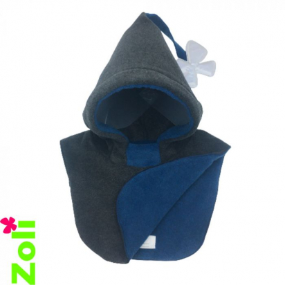 Capuchon bébé Polaire Anthracite/Bleu foncé Zoli