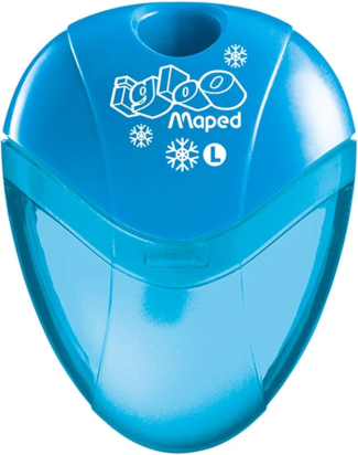 MAPED - Taille-crayon "I-GLOO" Bleu - Taille-crayon pour gaucher avec réservoir transparent - 1 trou