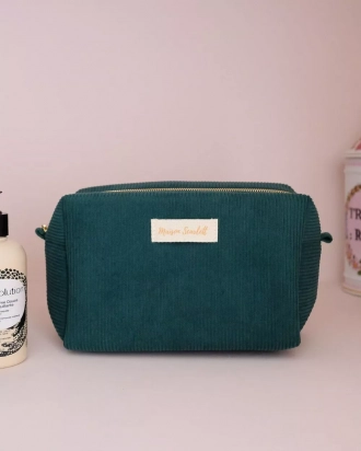 Trousse de toilette Charlotte en velours côtelé vert Maison scarlette