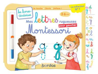 Livre ardoise Mes lettres rugueuses Montessori pour gaucher