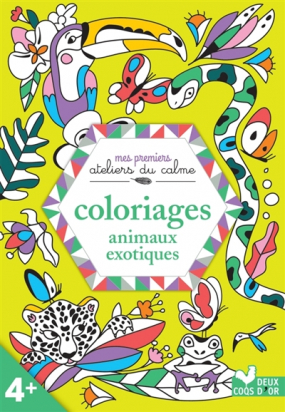 Coloriages animaux exotiques Deux coqs d'or