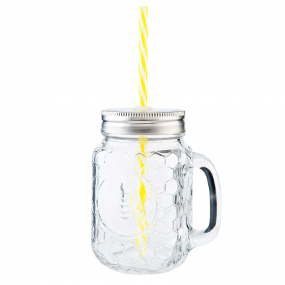 Gobelet en verre avec paille - Abeille