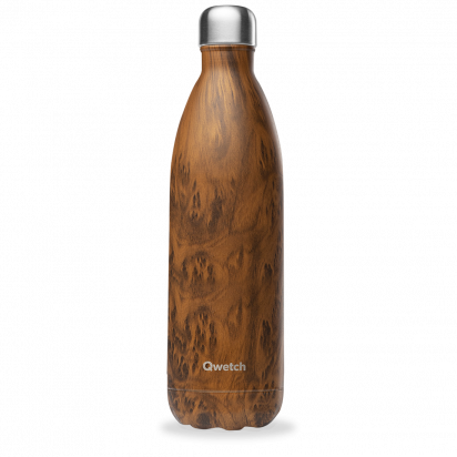 Bouteille Isotherme - 1L - Bois - Qwetch