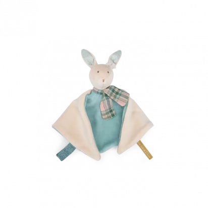 Doudou attache-tétine lapin bleu  La petite école de danse Moulin roty
