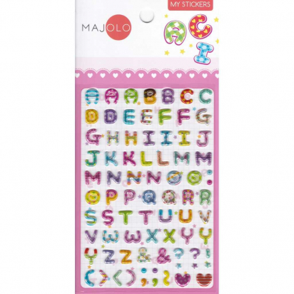 Stickers - Lettres majuscules arrondies multicolores - Majolo