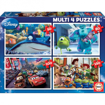 4 Puzzles progressif 12-16-20-25 CARS+NEMO+MONSTRES ET CIE+ toys story Educa