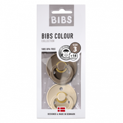 Lot de 2 tétines BIBS T3 vanille/dark oak