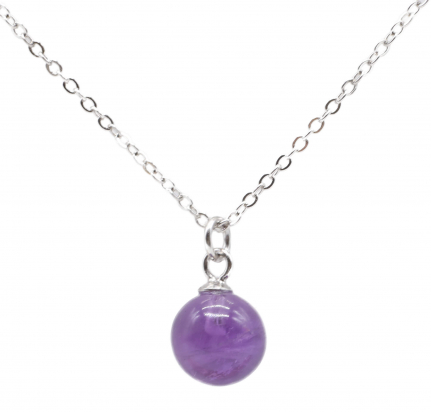 Collier Argent 925 Amethyste  Boule