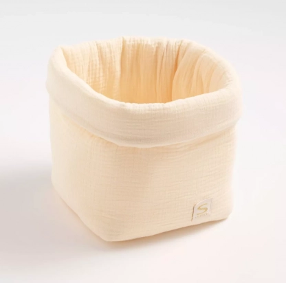 Panier de rangement en double gaze de coton - UNI VANILLA Sauthon