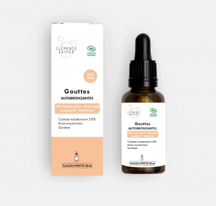 Gouttes autobronzantes hâle léger Clémence et Vivien