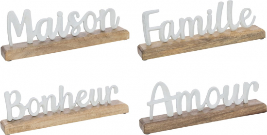 Mots Maison Sur Pied Aluminium/Bois Blanc Jolipa