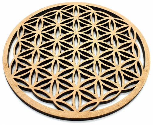 Plaque de Rechargement Fleur de Vie Sculptée Bois 10cm