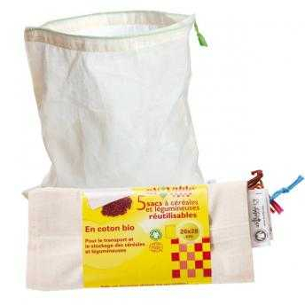 5 Sacs à céréales et légumineuses en coton BIO - Ah ! Table !