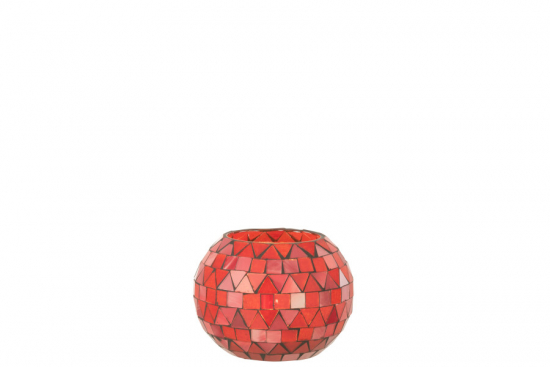 Photophore Boule Mosaic Triangle Verre Rouge/Rose Jolipa