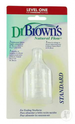 Lot de 3 tétines à goulot standard pour biberons du Dr Brown en verre - Taille 1