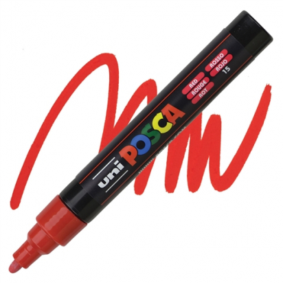 Marqueur PC5M pointe moyenne 1,8-2,5 mm Rouge POSCA