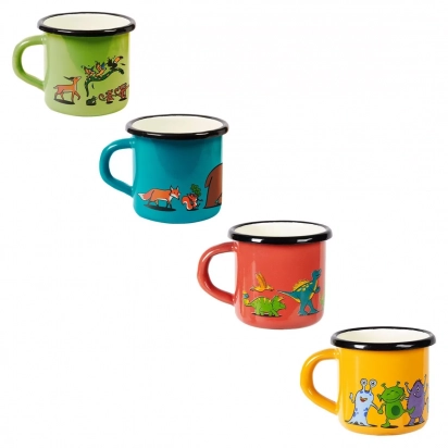 Tasse Mug émaillée enfant avec décors rouge