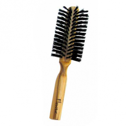 Brosse demi-ronde en bois d'Olivier - Poils sanglier - Flower