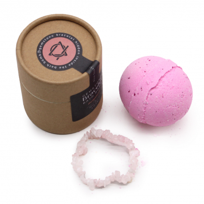 Bombe de Bain avec Bracelet en Gemme - Quartz rose