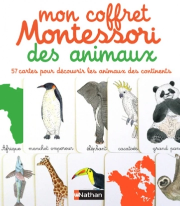Mon coffret Montessori des animaux - 57 cartes pour découvrir les animaux des continents Eve Herrmann, Emmanuelle Tchoukriel