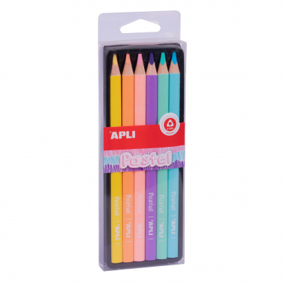 Lot de 6 Crayons jumbo aux couleurs pastel Apli