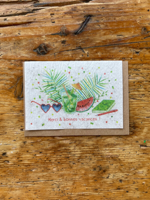 Carte à planter fin d'année scolaire - Merci et bonnes vacances  - cartes de Lulu