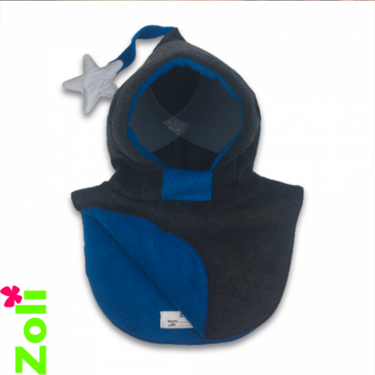 Capuchon enfant Polaire Anthracite/Bleu roi Zoli